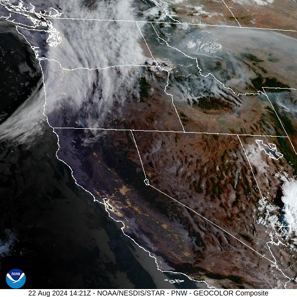 Thursday morning’s satellite shows some light smoke across Montana, much of which is aloft, from fires burning in Central Idaho.